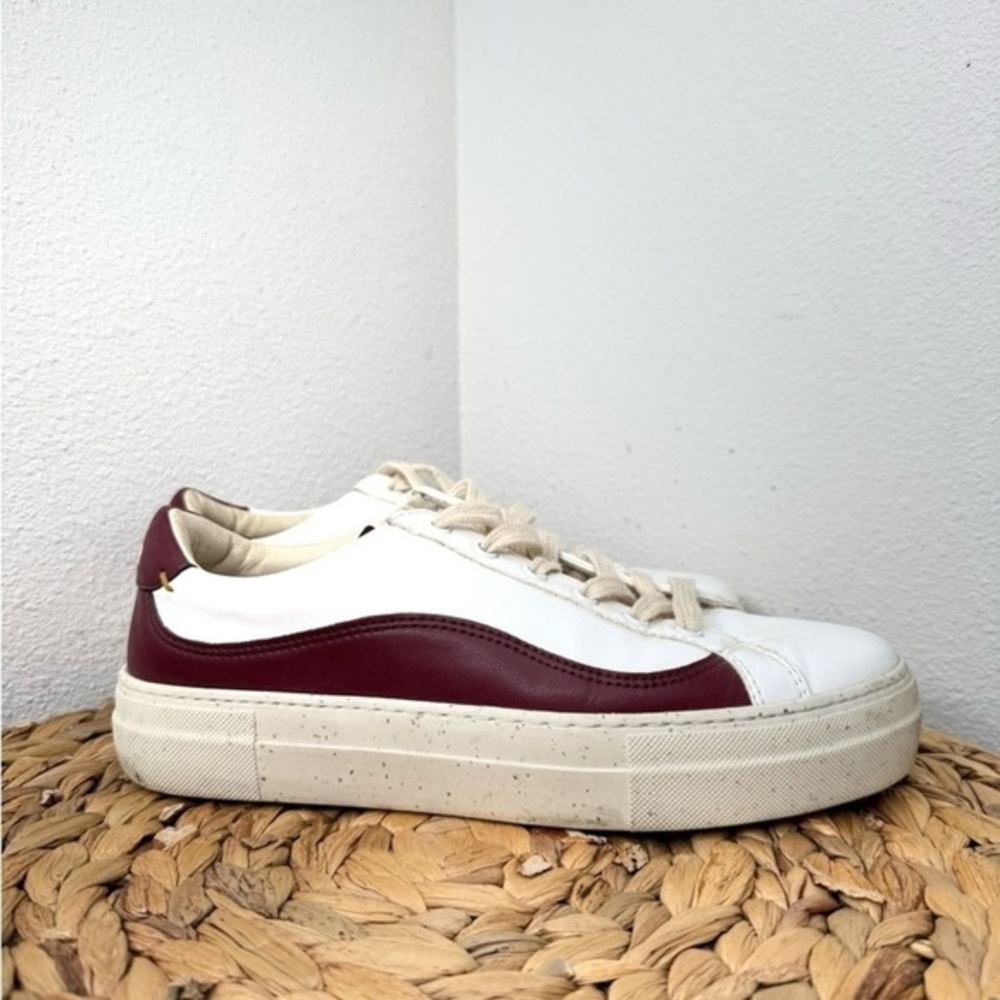 Soludos YEBO Sneaker VEGAN Leather WOMEN’s Shoes Lace Up SNEAKERS WHITE and WINE